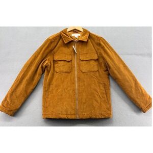 Amazon Essentials Corduroy Trucker Jacket Mens Sz M Brown Quilted Lined Full Zip